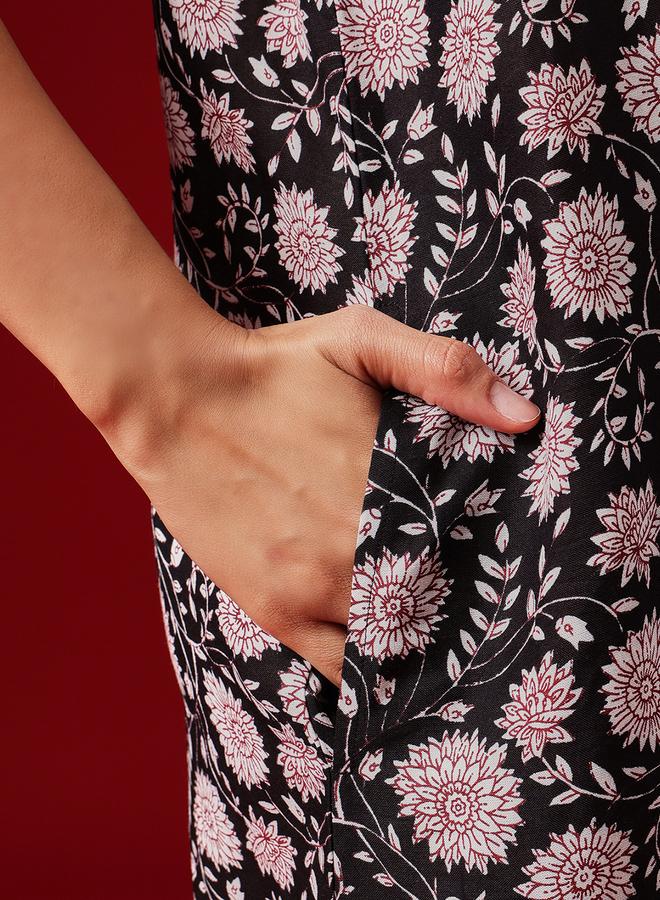 كلوفيا قميص نوم رايون بلا أكمام وطبعة زهور - Image 5